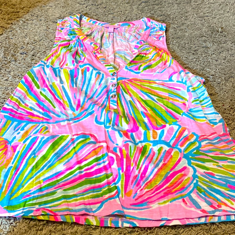 EUC XL Lilly Pulitzer cotton tank top with cute shell print